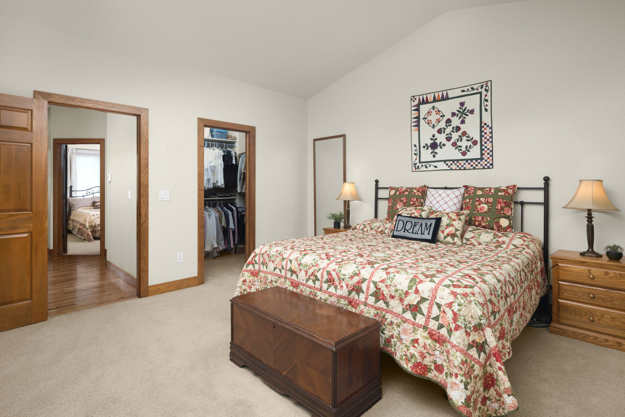 Master Suite Features Walk-In Closet and Cathedral Ceilings