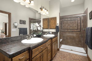 Gorgeous Granite Counters and Tile Work in Master Bathroom