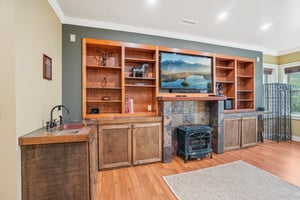 Movie Room Wet Bar/Bookcase/Woodstove