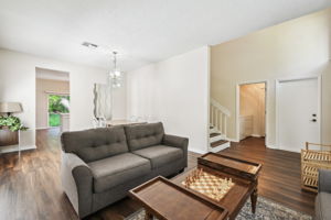 View from living towards dining and kitchen