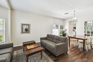 Formal dining shares living room