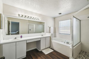 Primary en-suite bathroom with garden tub & shower