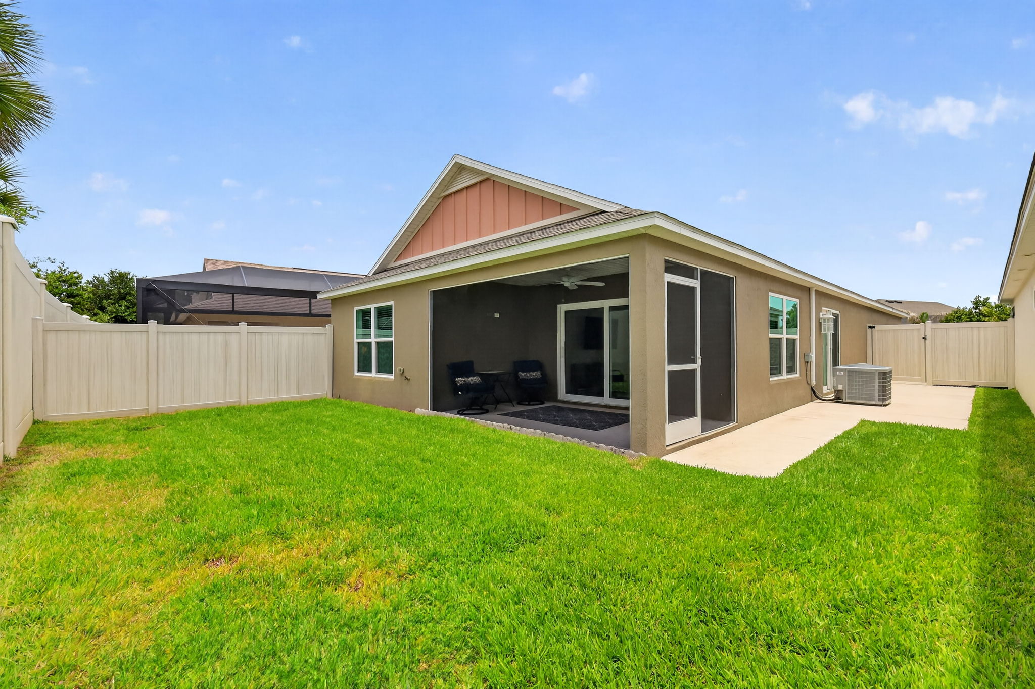 side patio with Large PRIVATE Rear Yard