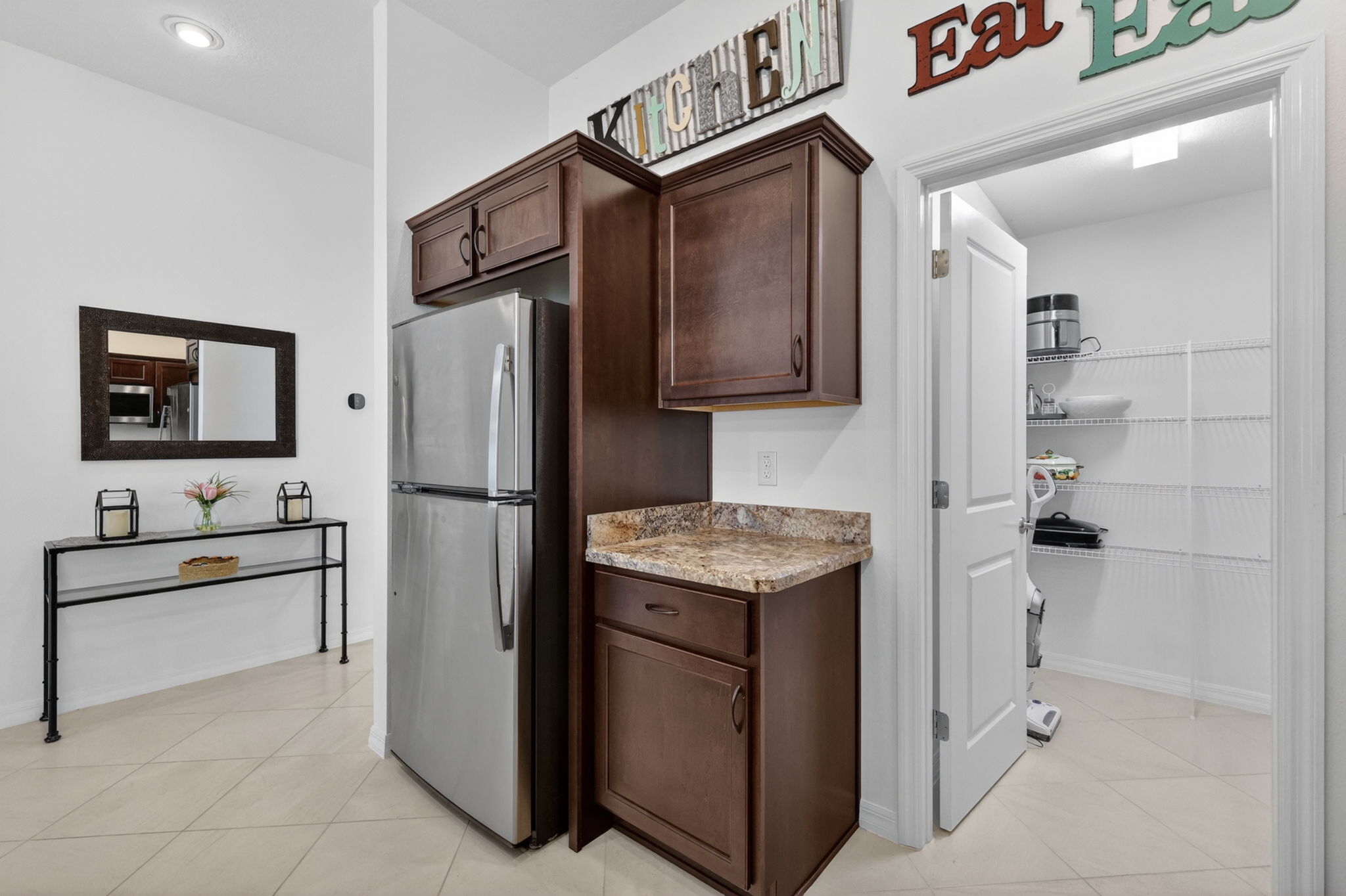 Kitchen and Spacious Walk-In Pantry
