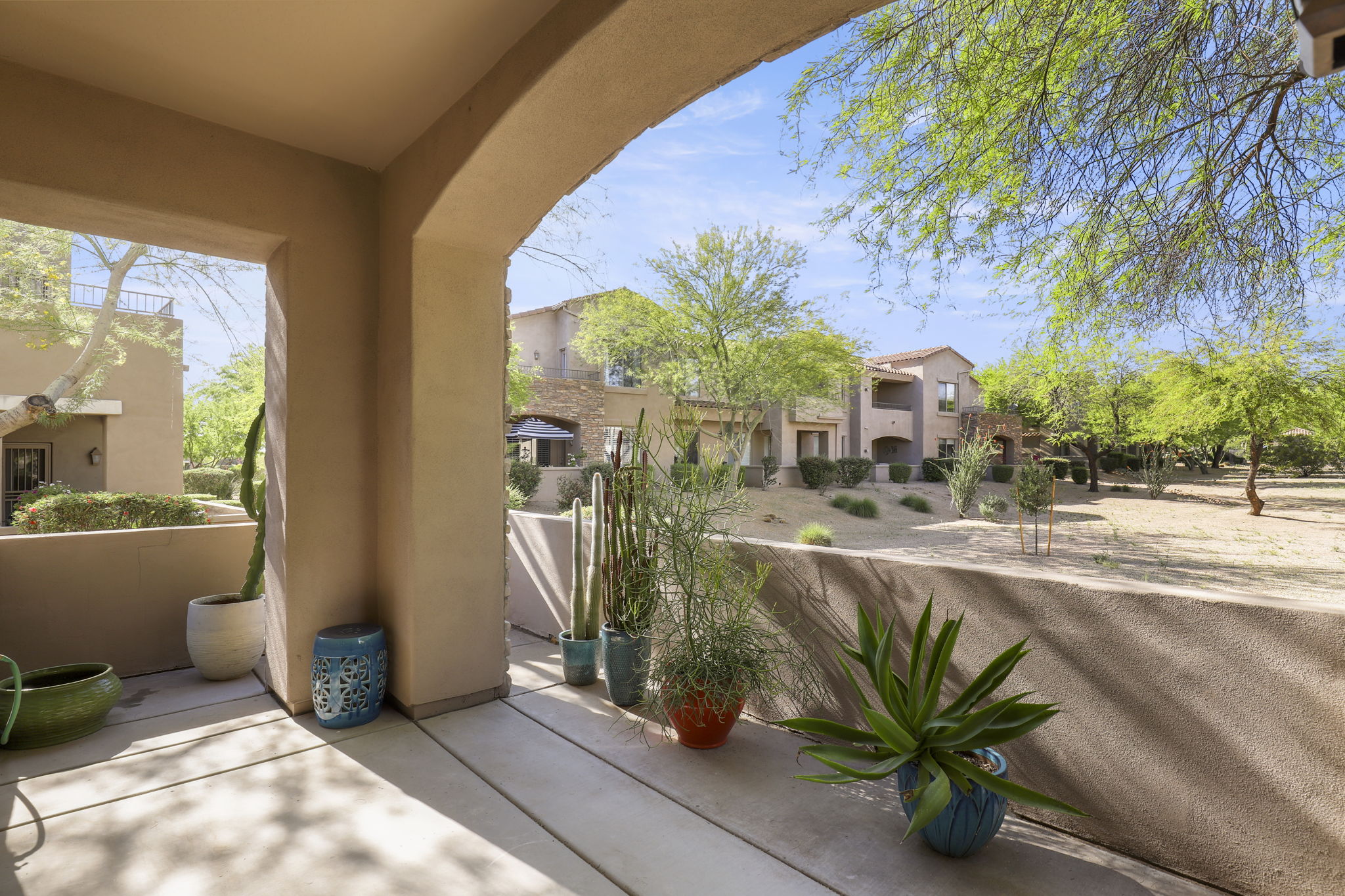 Ground level private balcony