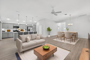 Living, Dining, and Kitchen-Virtually Staged