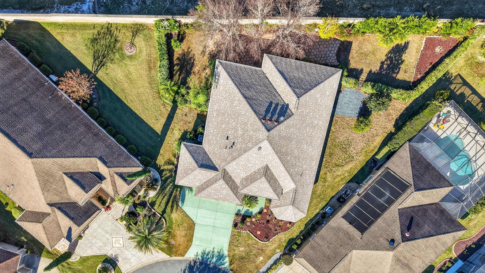 Aerial with Private Rear Yard and Room For a Pool!