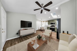 Living, dining, kitchen