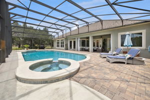 Heated salt water pool w pavered deck