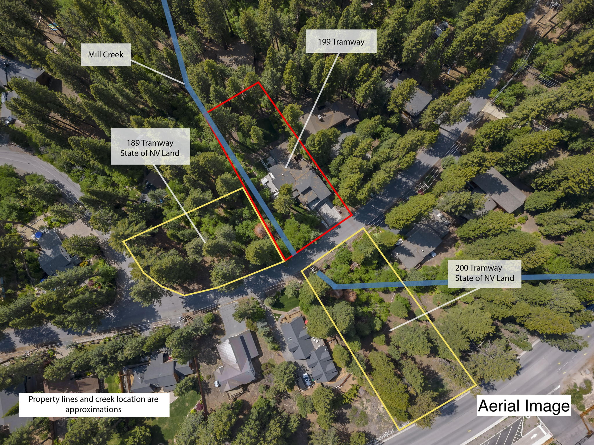 Aerial showing Mill Creek and NV Conservation lots
