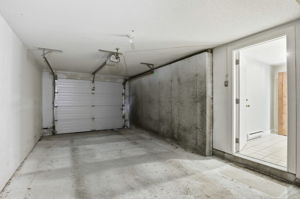 Attached one-car garage with storage