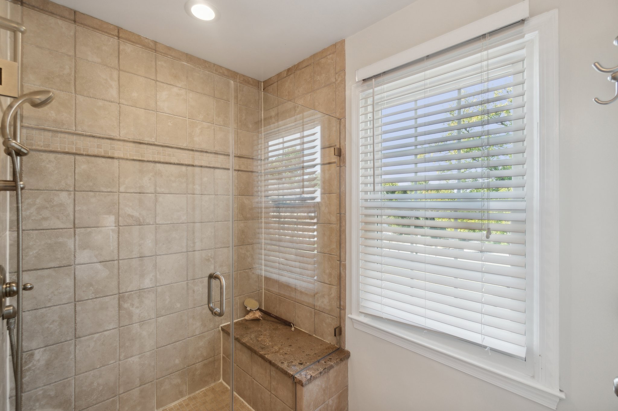 Oversized shower with Glass door Entry