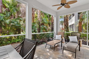 Sun loungers on lanai.