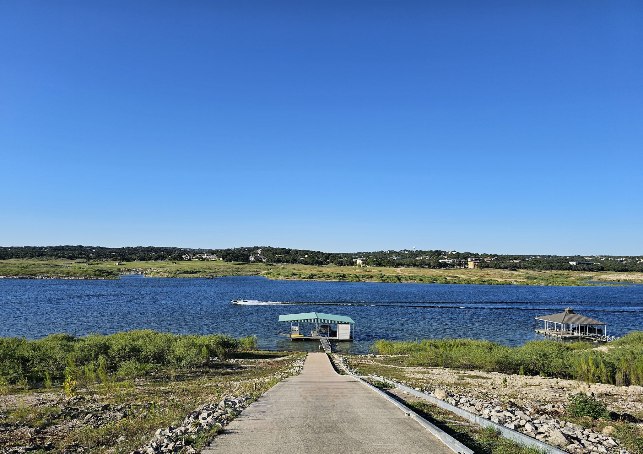 Easy Access to the Boat dock which has a rail system to allow for the varying water levels.