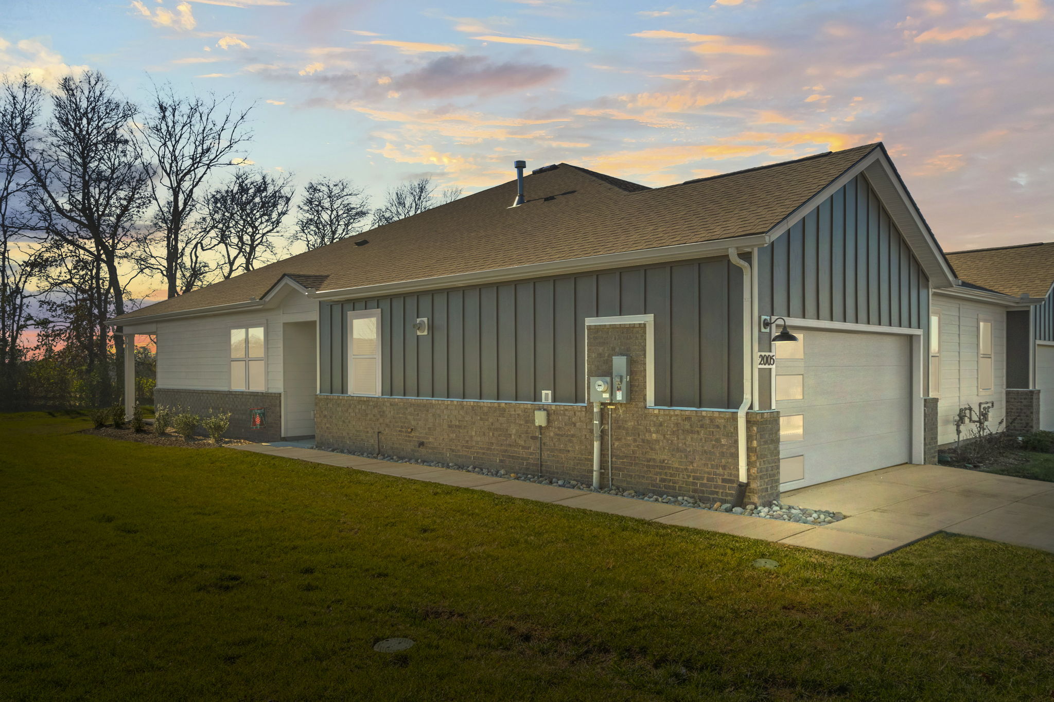 Twilight enhancement shows what a sunset can look like from the back covered porch!