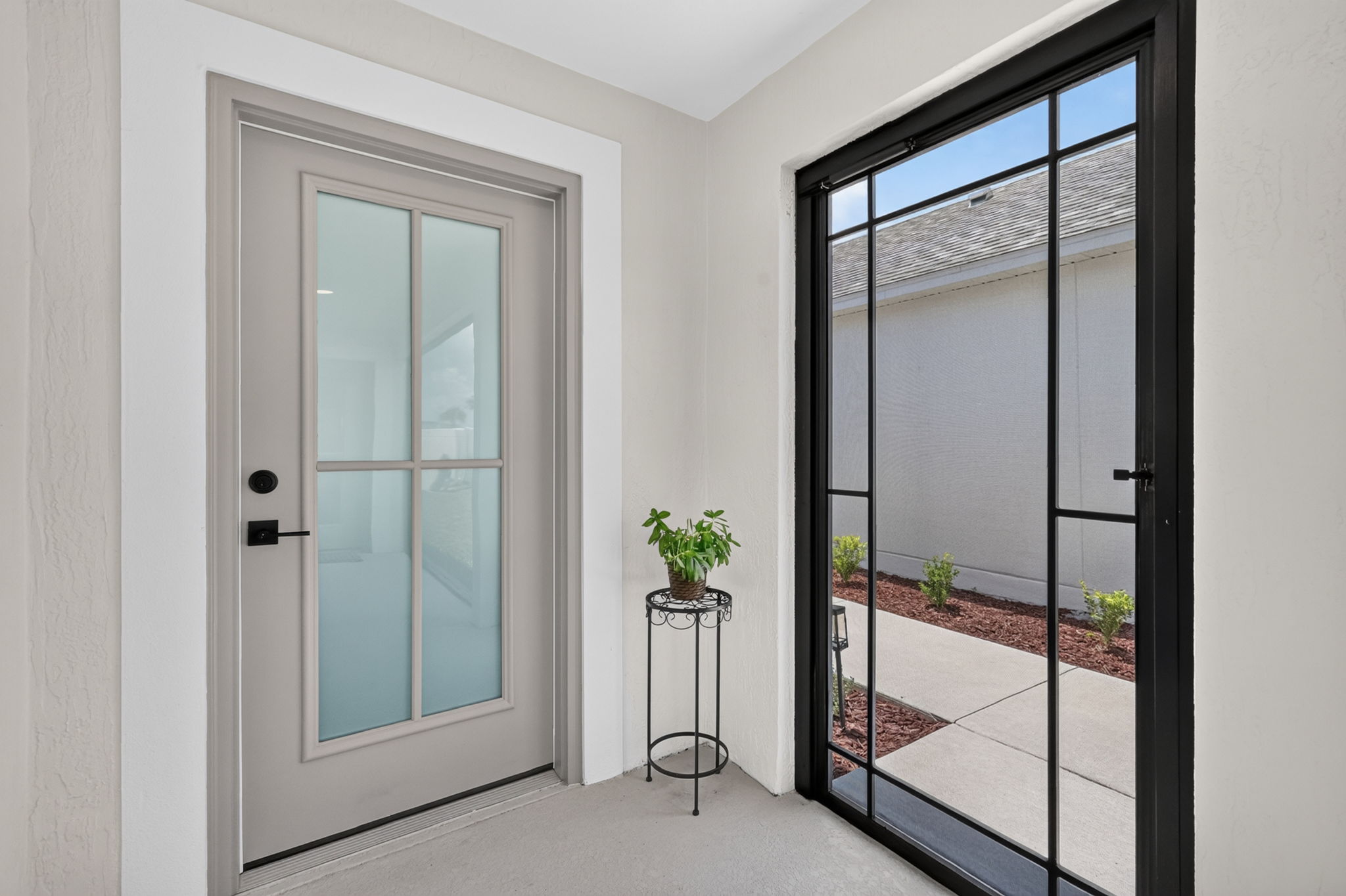 Screened Front Porch and Connecting Garage Entry