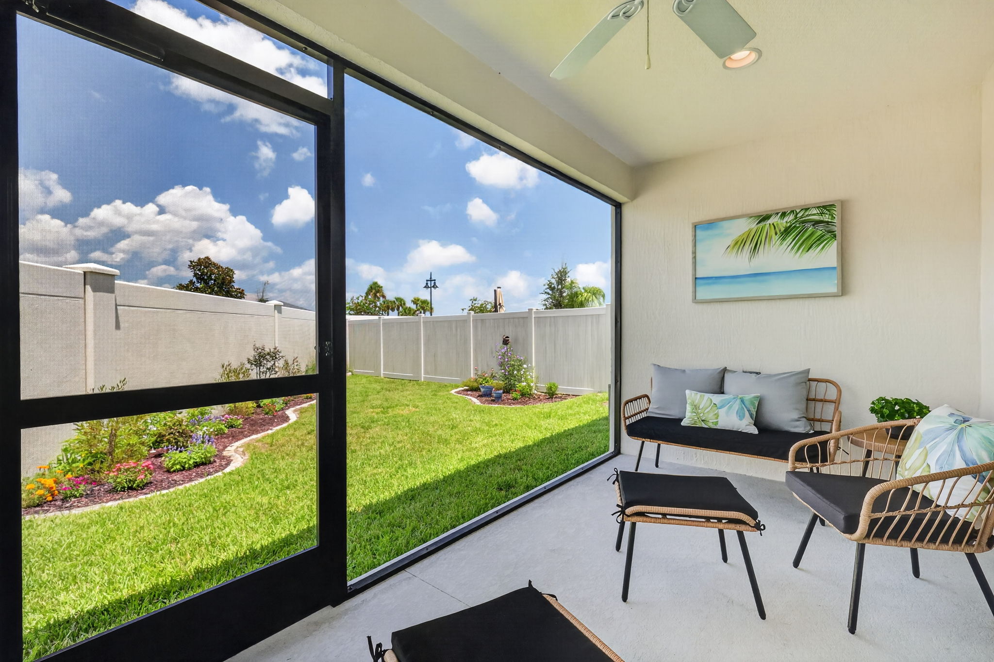Lanai with PRIVACY Wall, Fencing, and SPACIOUS Rear Yard