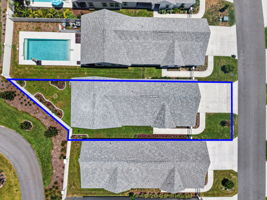 Aerial Side Elevation with Property Lines and SPACIOUS, PRIVATE, ENCLOSED Rear and Side Yards!