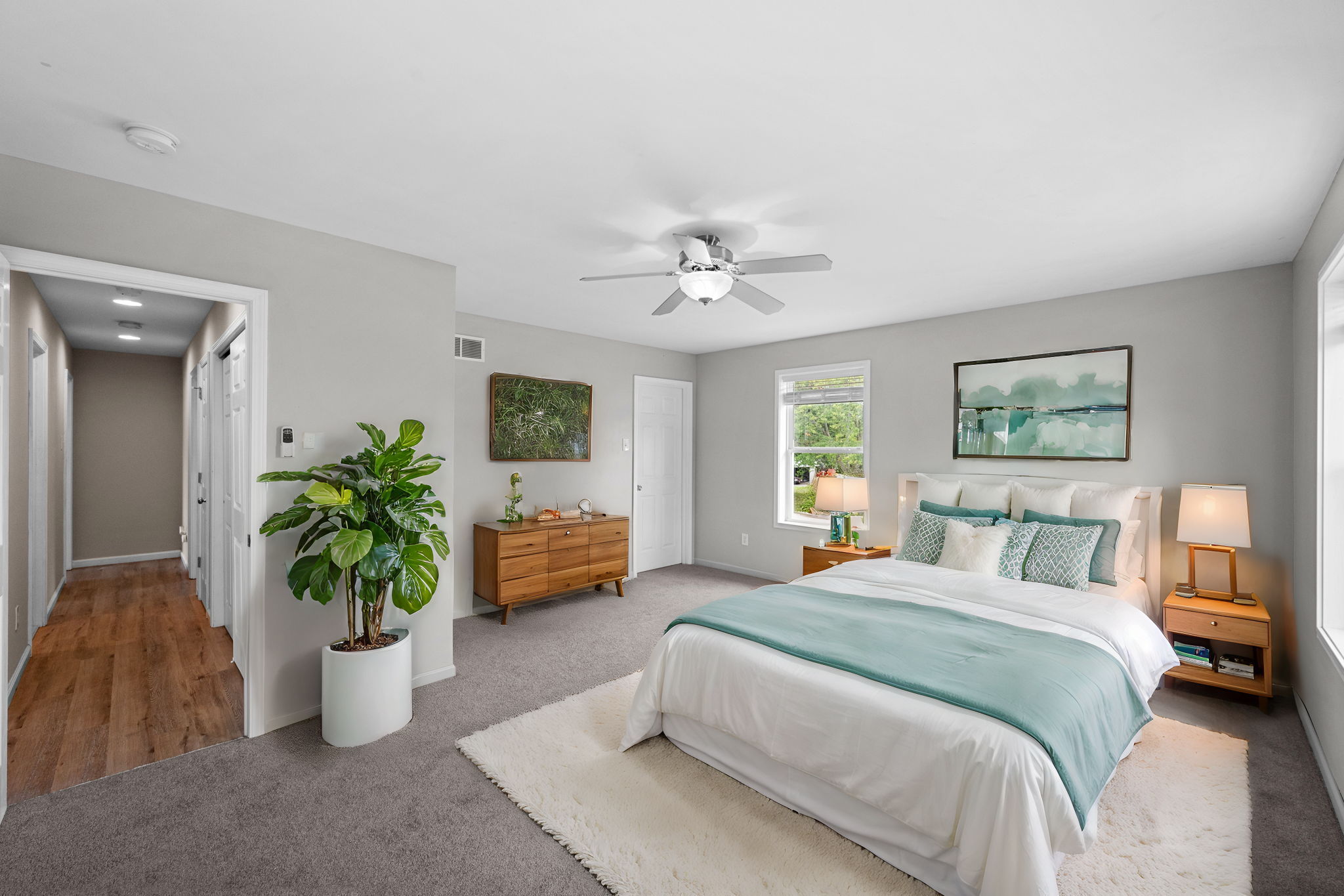 Bedroom 4 has fresh paint and BRAND NEW carpet. This photo is virtually staged to help Buyer visualize the space