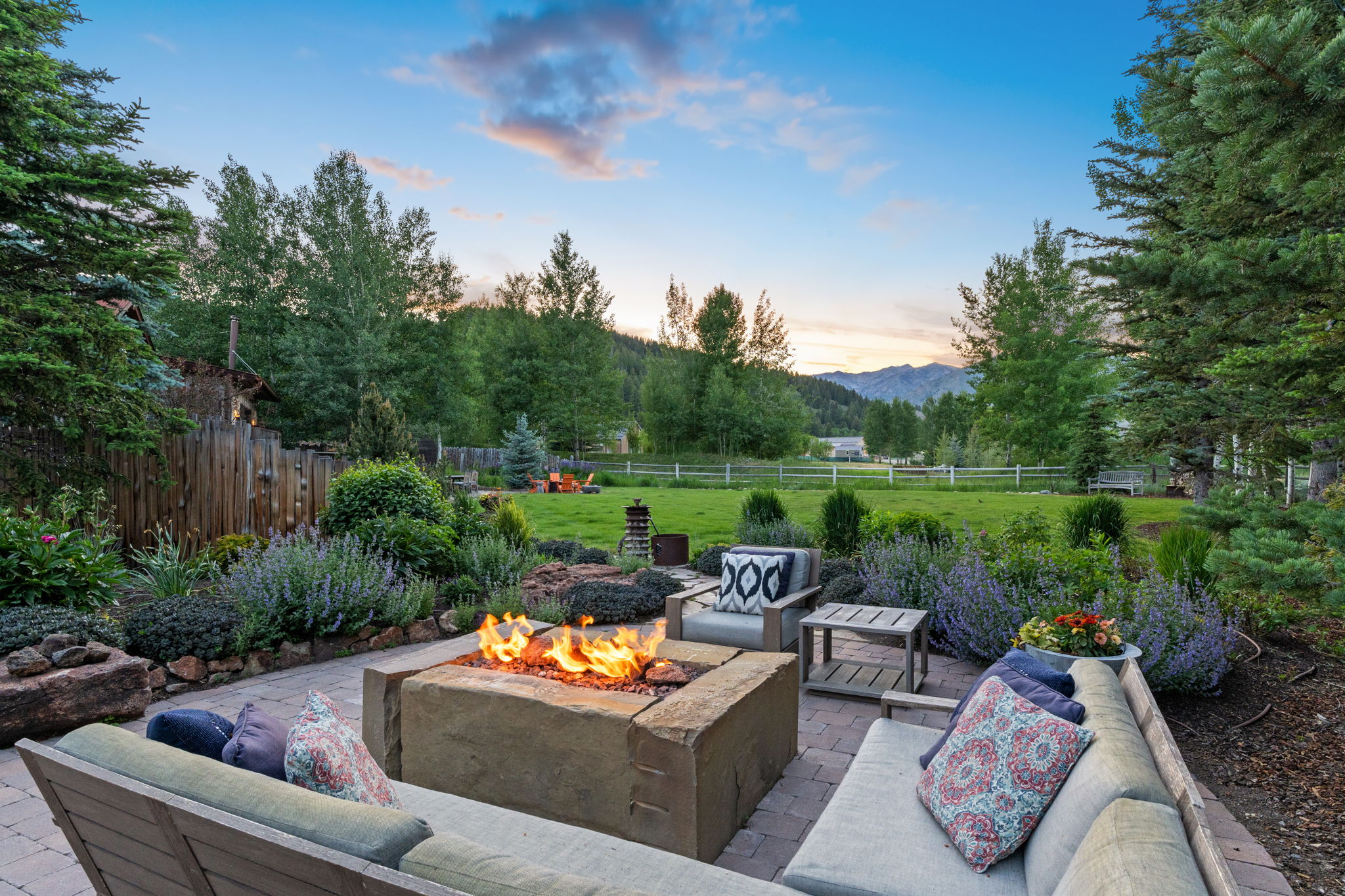Large patio with gas fireplace