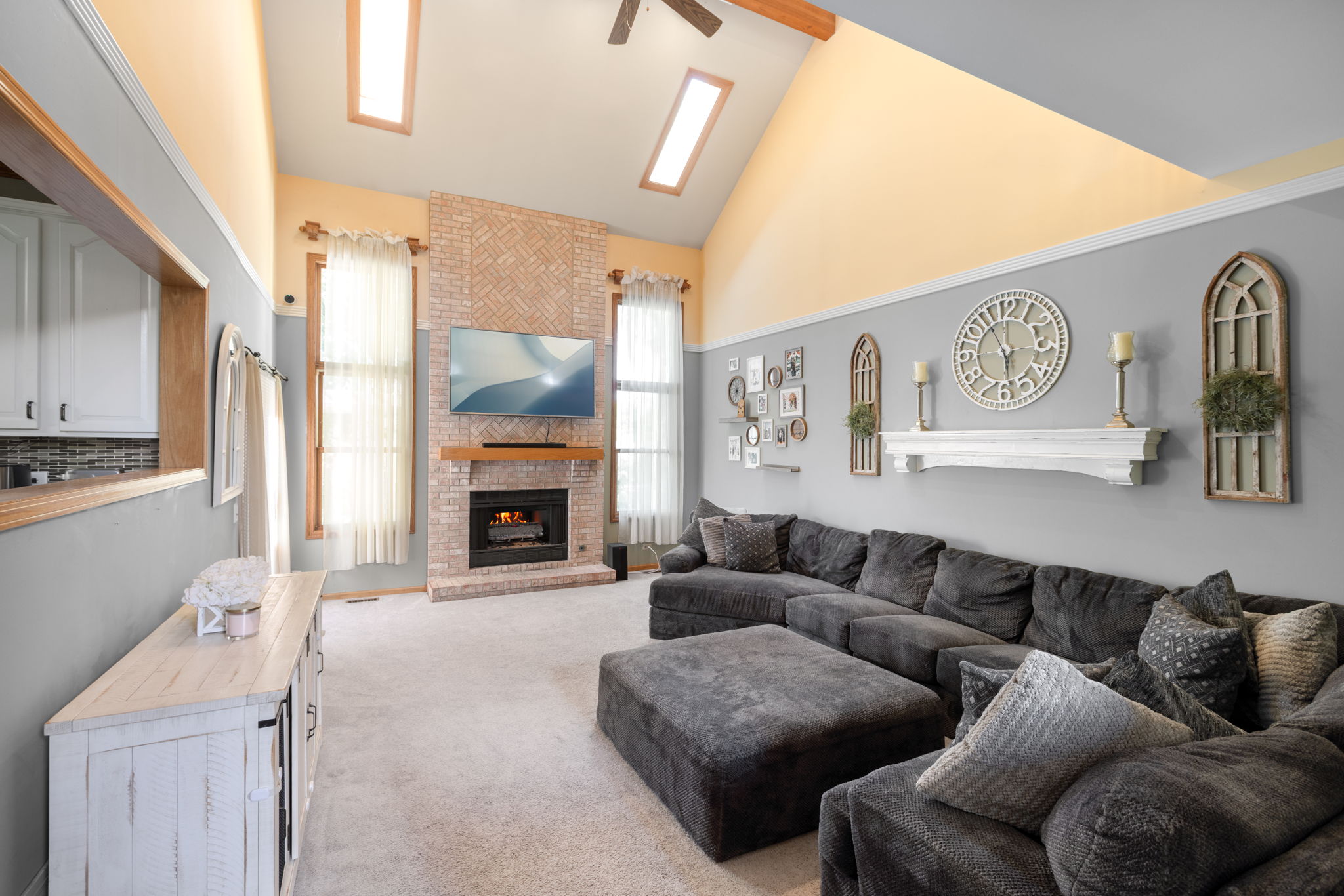 Vaulted Family Room with Fireplace