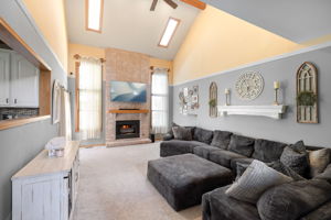 Vaulted Family Room with Fireplace