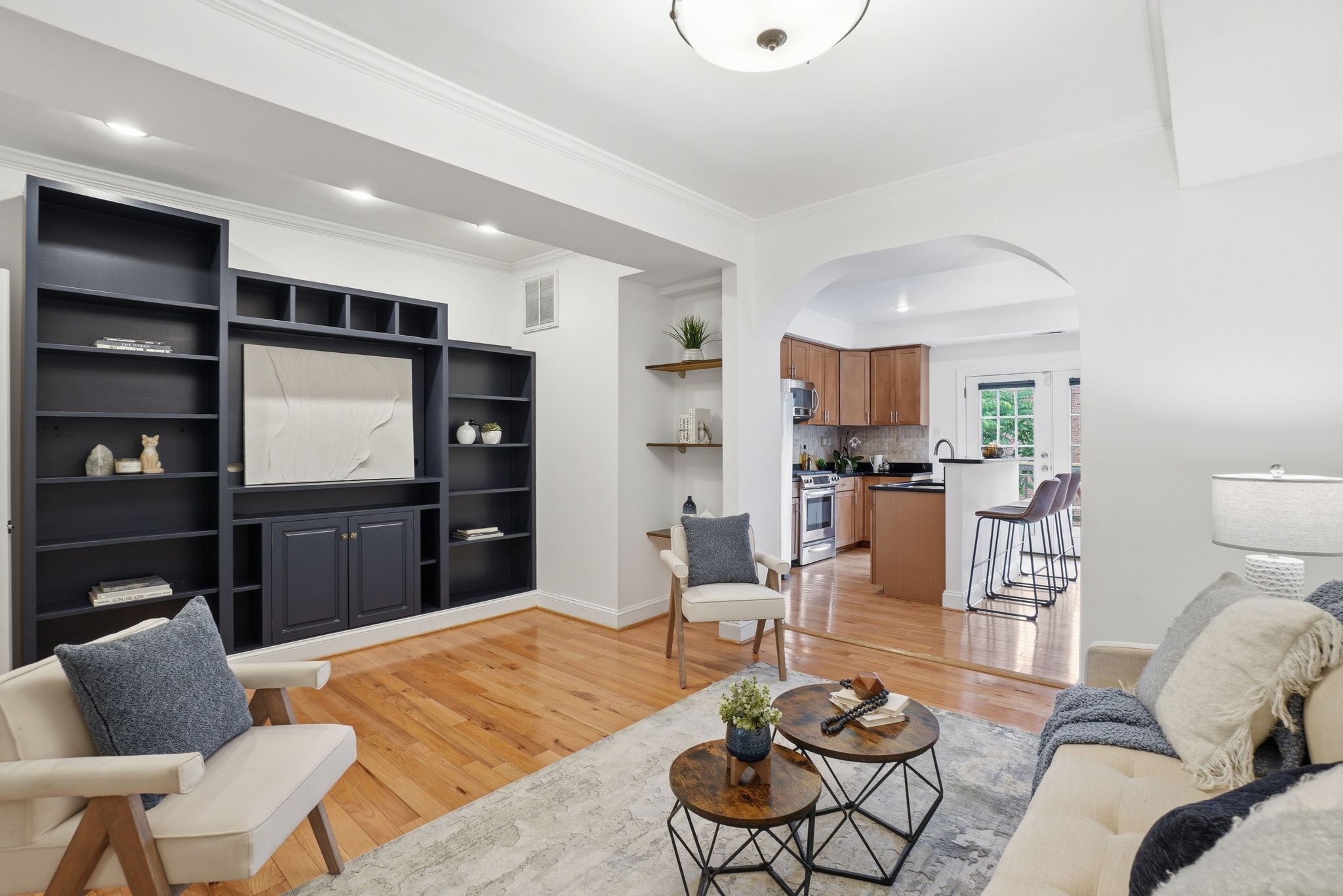 Spacious Living Room with Built-ins