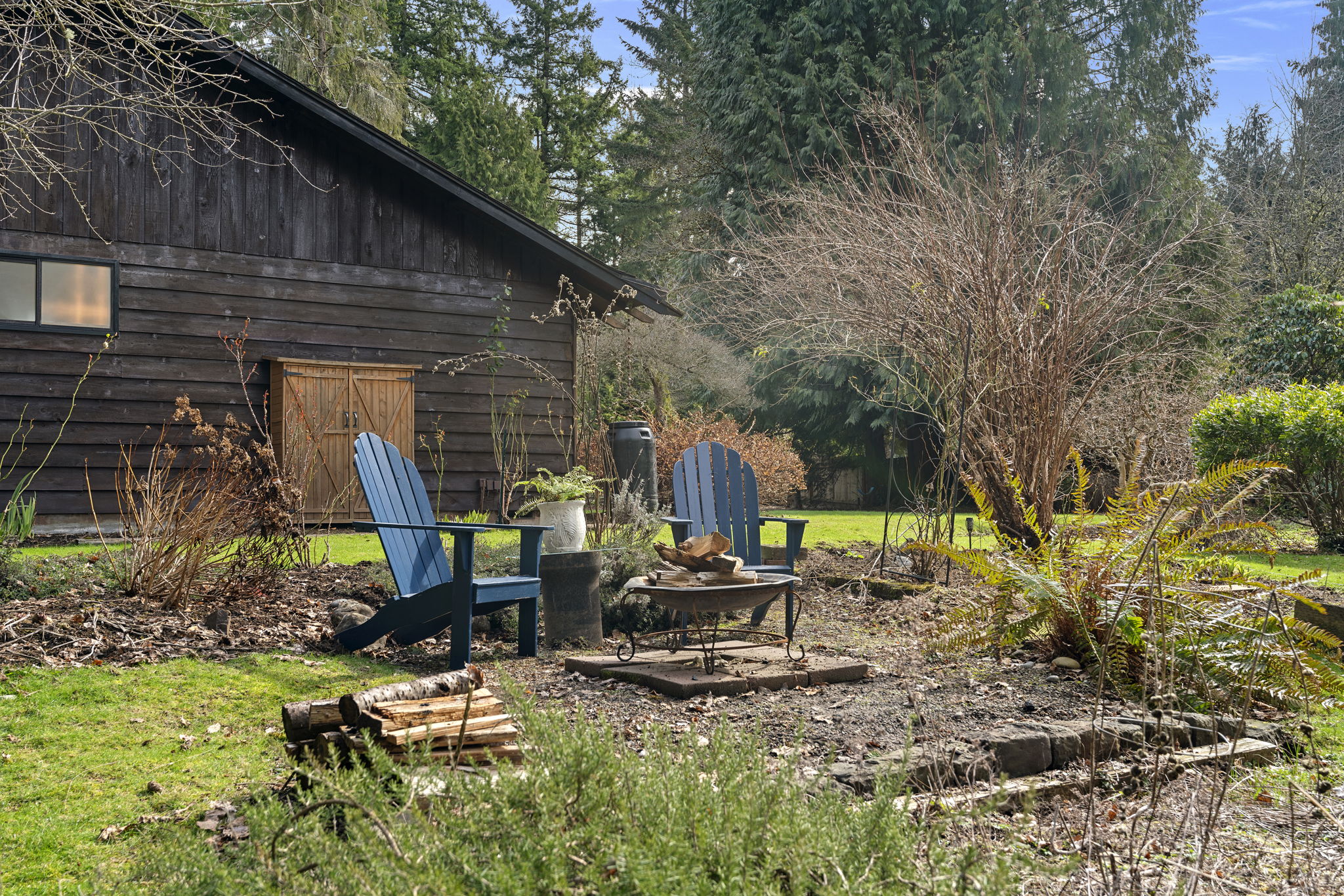 You will love the fire pit area on those Summer or early Fall evenings where you can watch the sunset while catching a peek-a-boo view of the Olympic Mountains!
