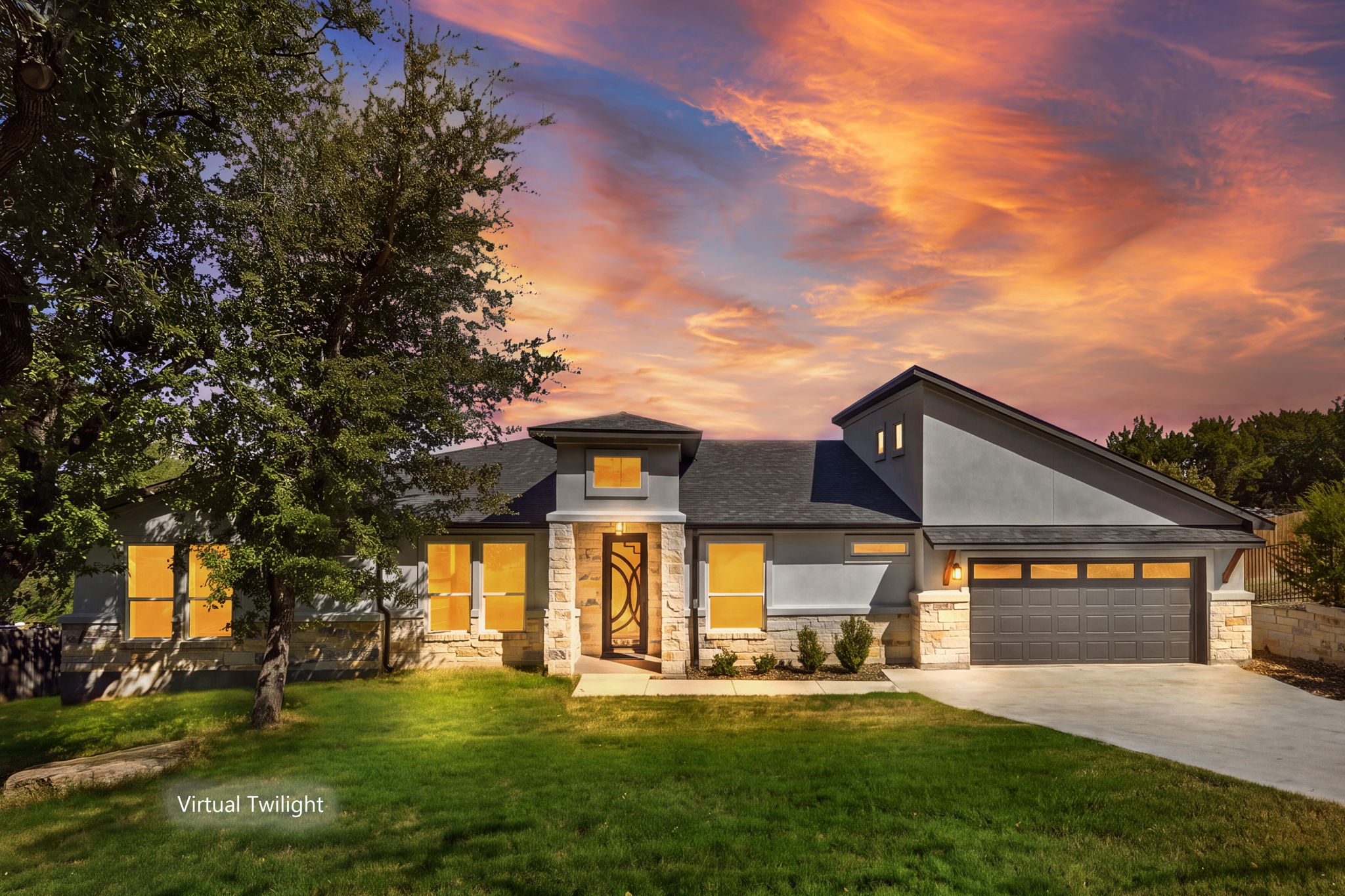Virtual Twilight of Front of Home