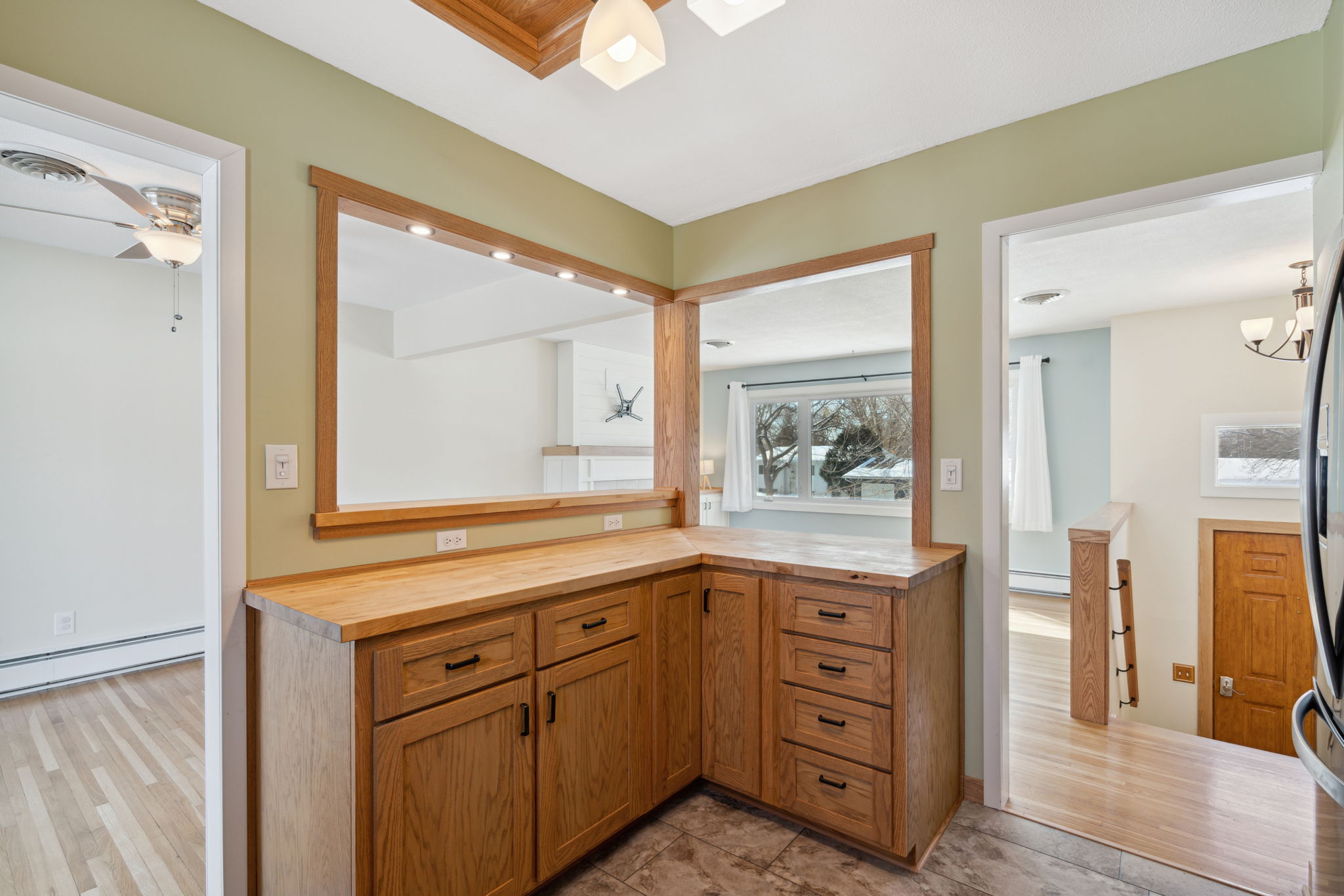 Updated kitchen with openings to the dining and living room