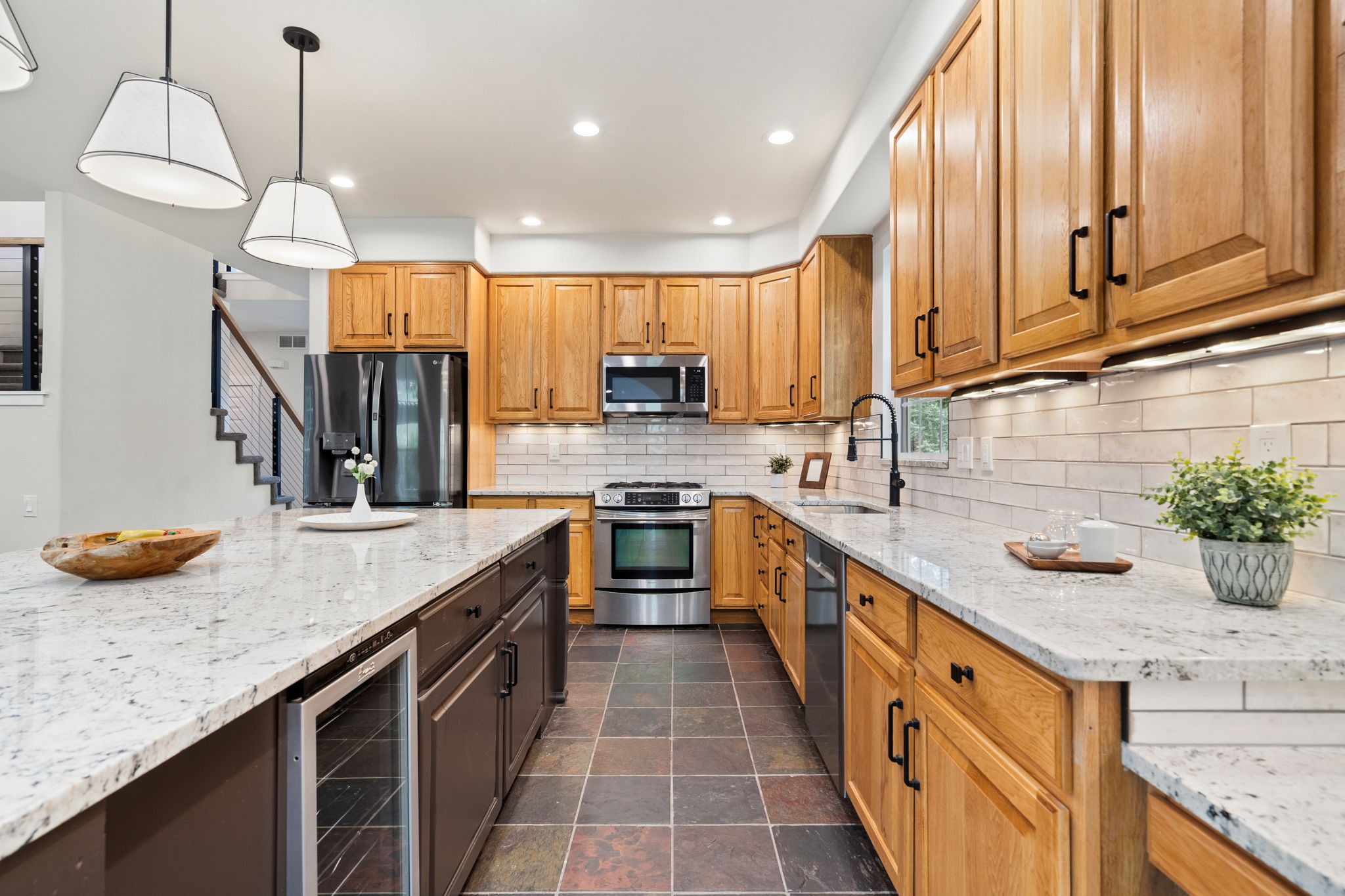 Wow! Look at this kitchen, complete with a beverage cooler.