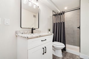 Basement bathroom with walk-in shower