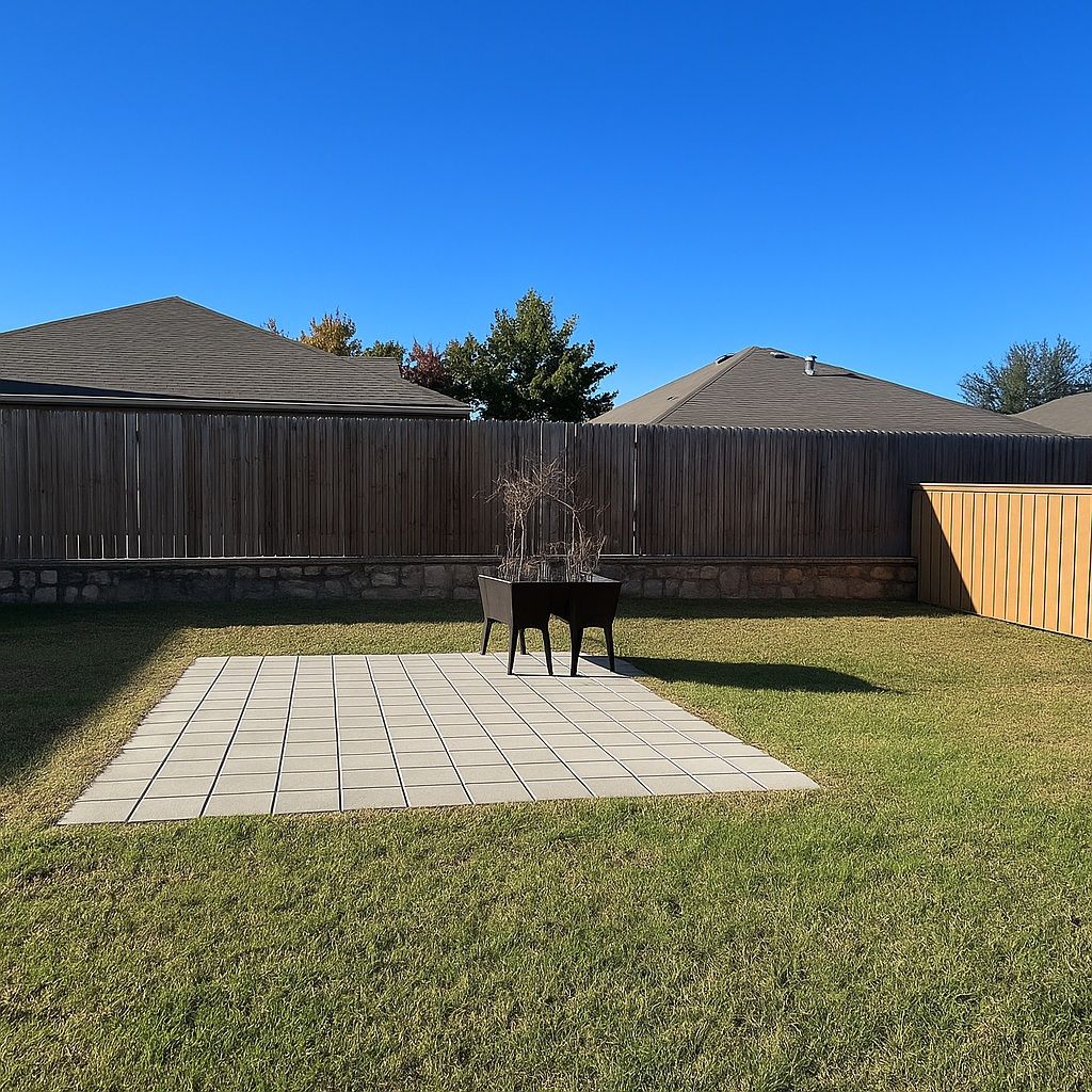 What a spacious backyard and patio!