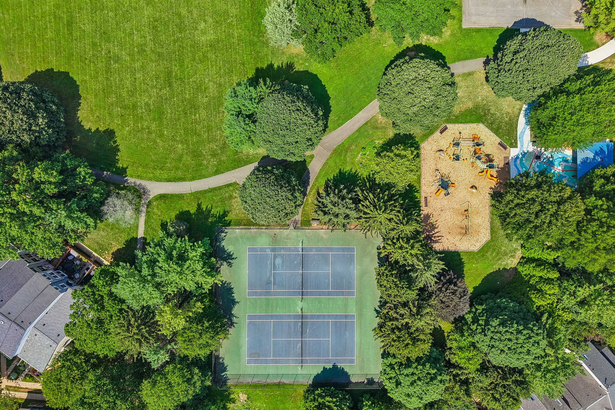 Courts and tot lots.