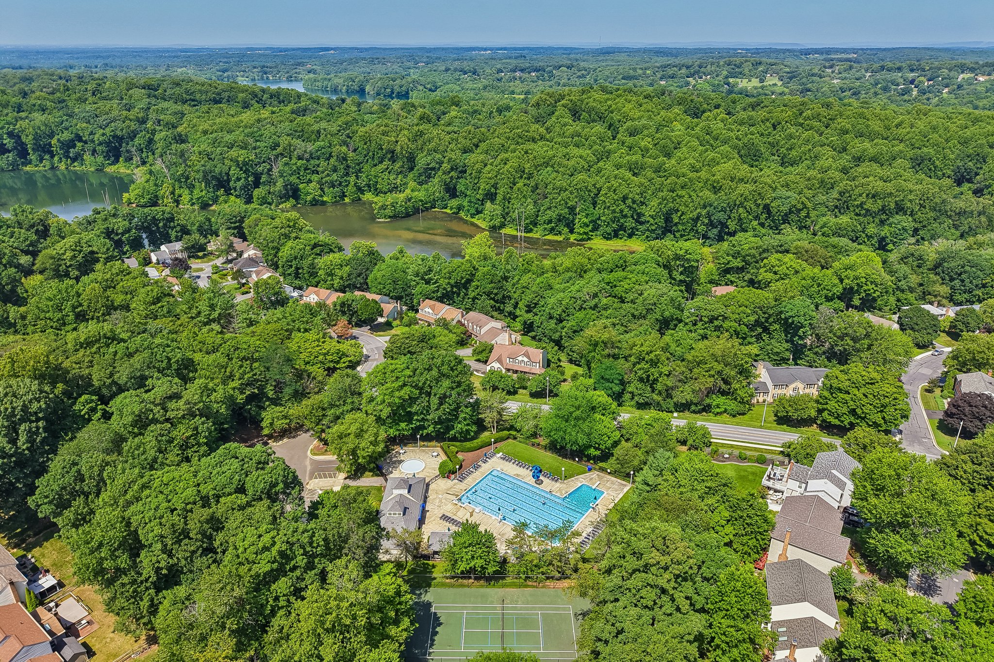 Pool B with view of the lake and paths.