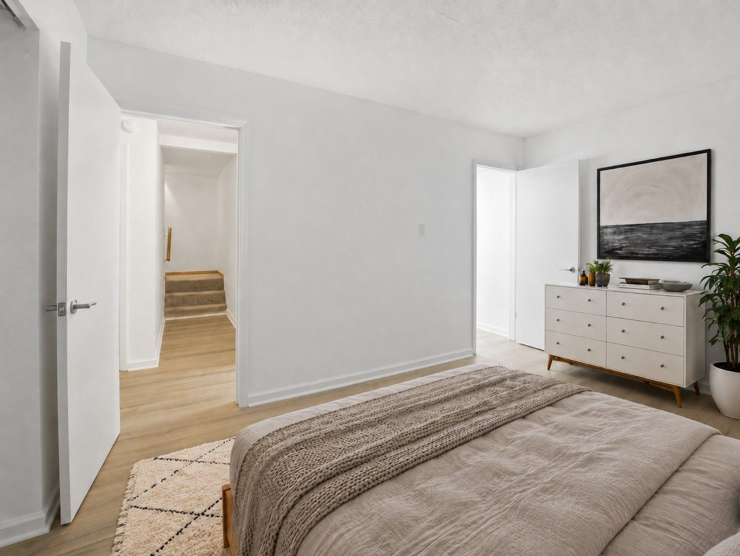 Lower level room opens to hallway and bathroom