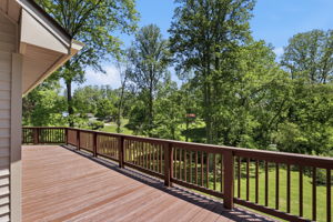 Large wraparound deck with fresh paint