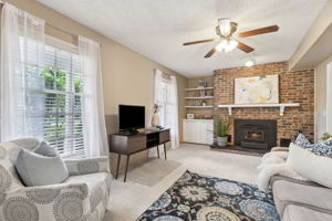The family room is bright and cheerful...