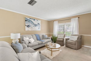 Spacious, it has plenty of room for couches and  accent chairs ...