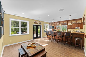 Finished Basement with Bar and Walkout to Patio