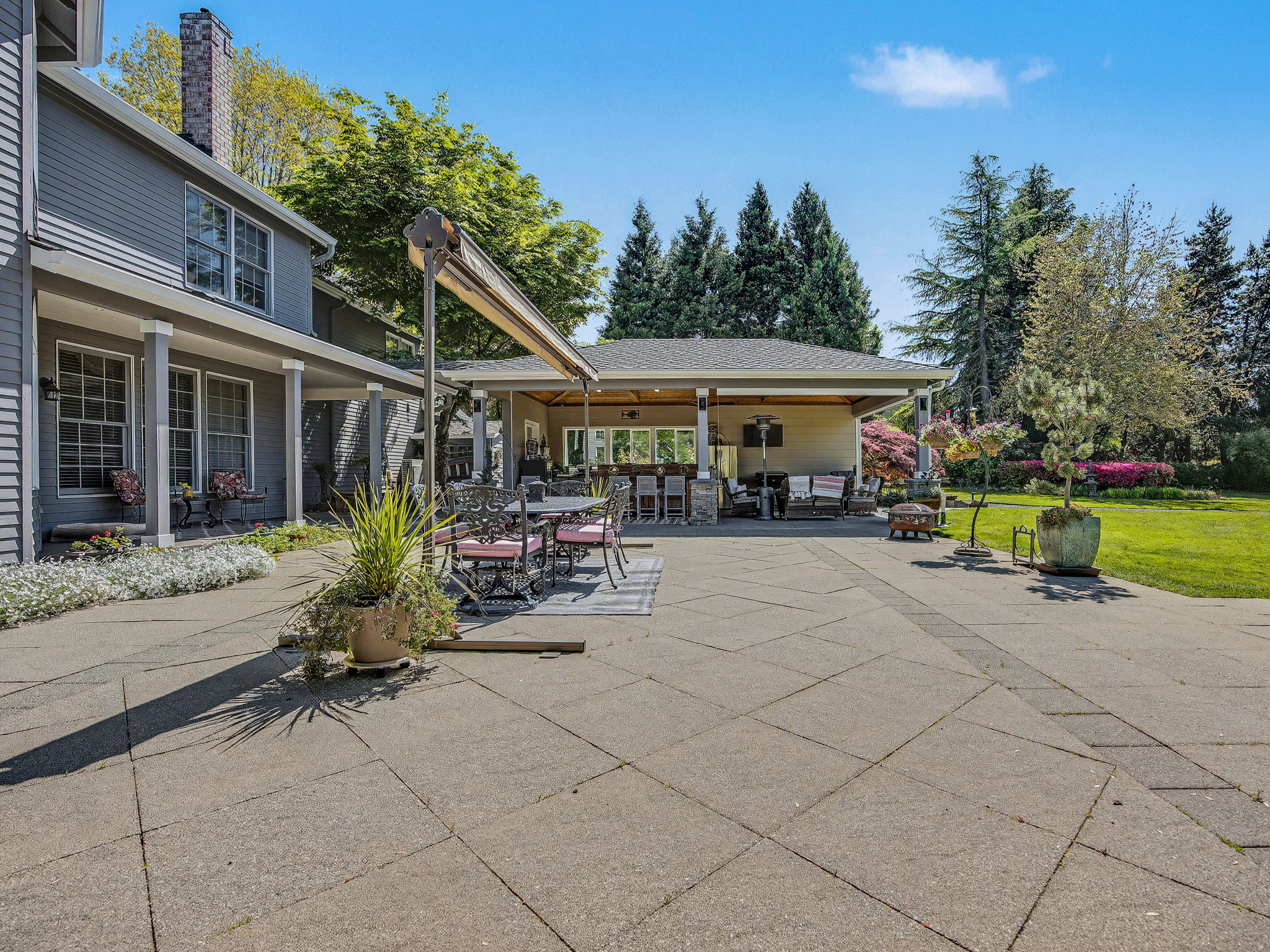 Backyard Patio with new Outdoor Kitchen Gazebo