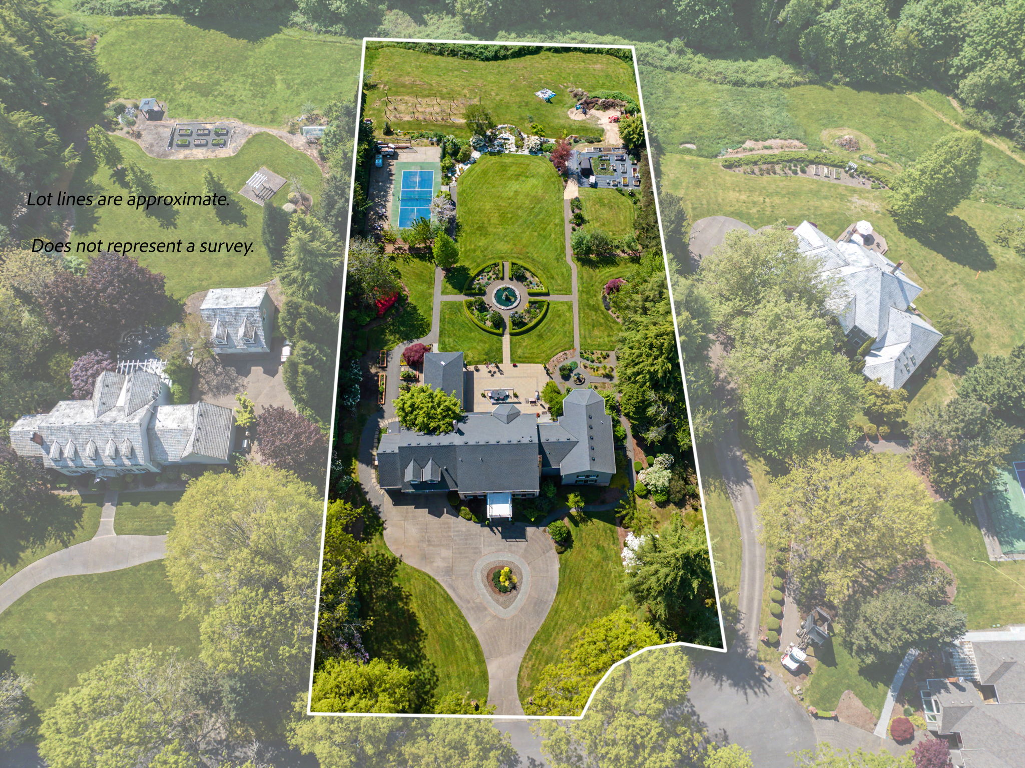 Aerial view with Lot lines