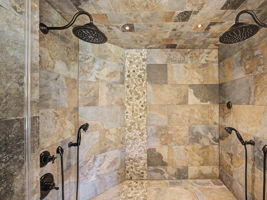 Custom type shower with dual shower heads & Sauna
