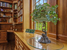 Custom Cherrywood cabinets with built-in desks, storage