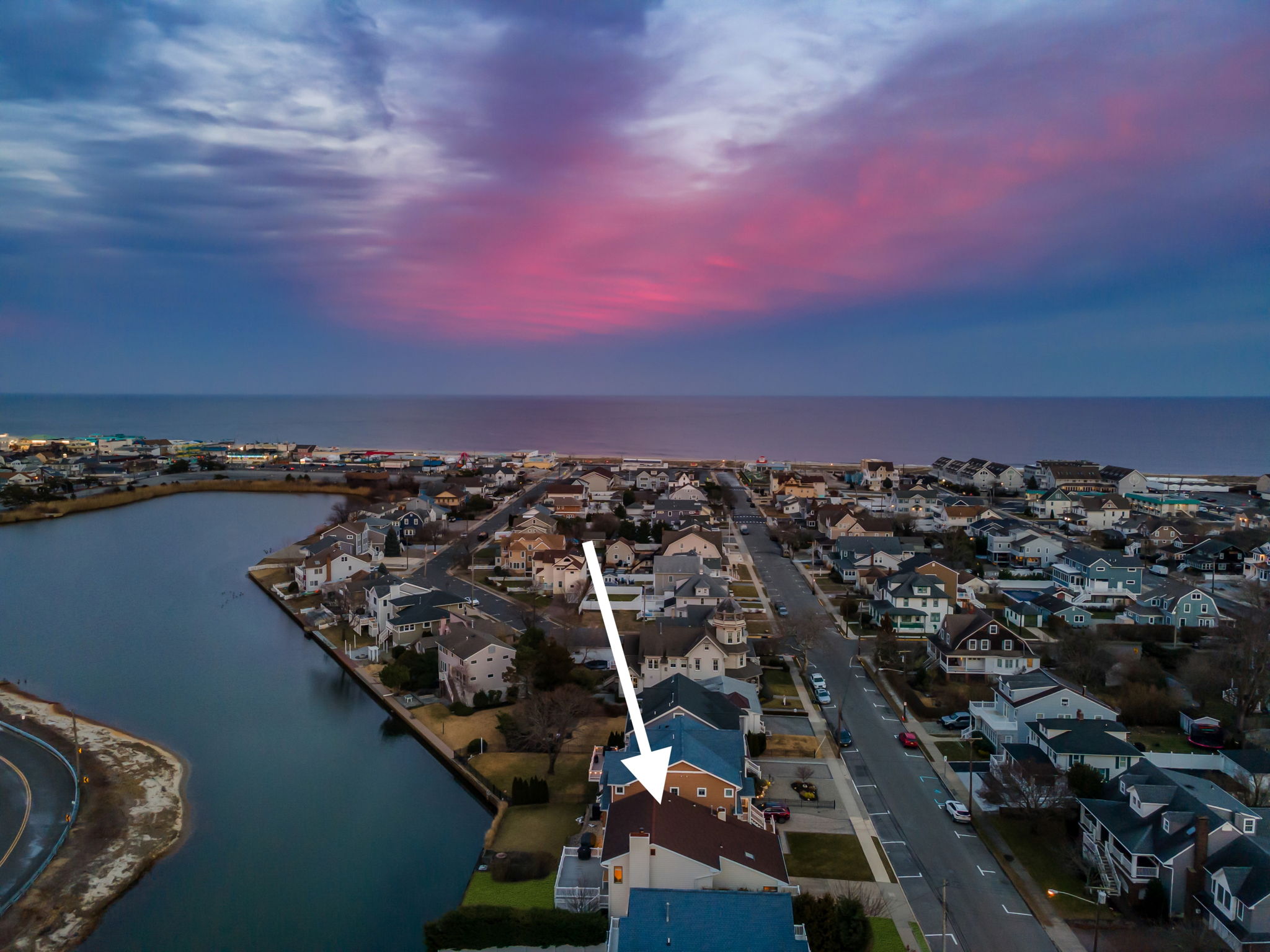 Twilight Drone Water Views