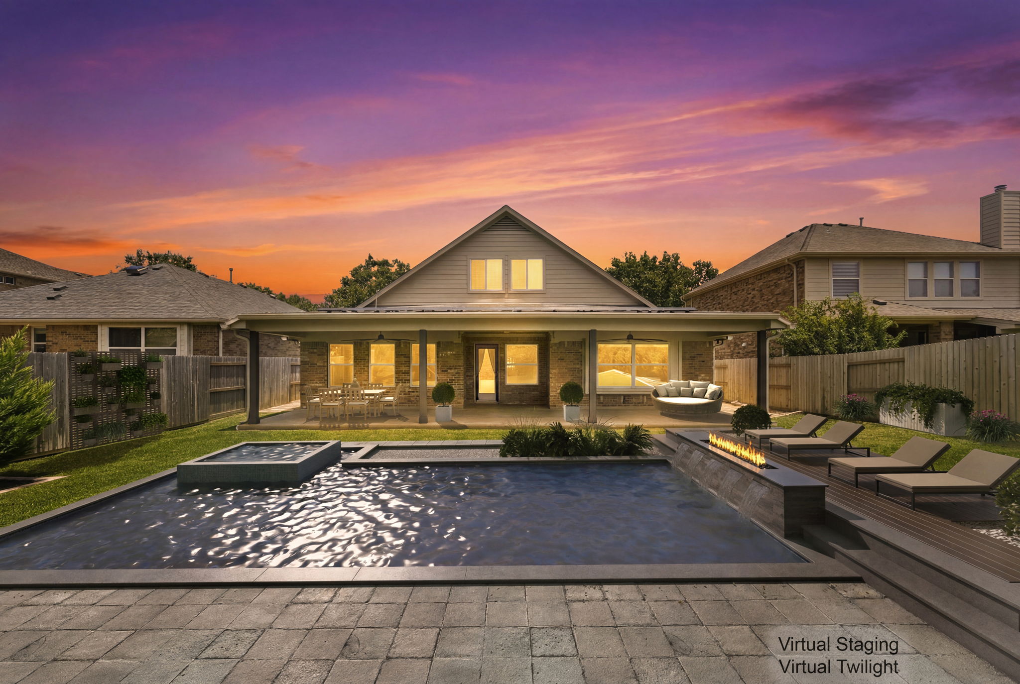 Virtual Twilight and Virtual Staging Back of Home