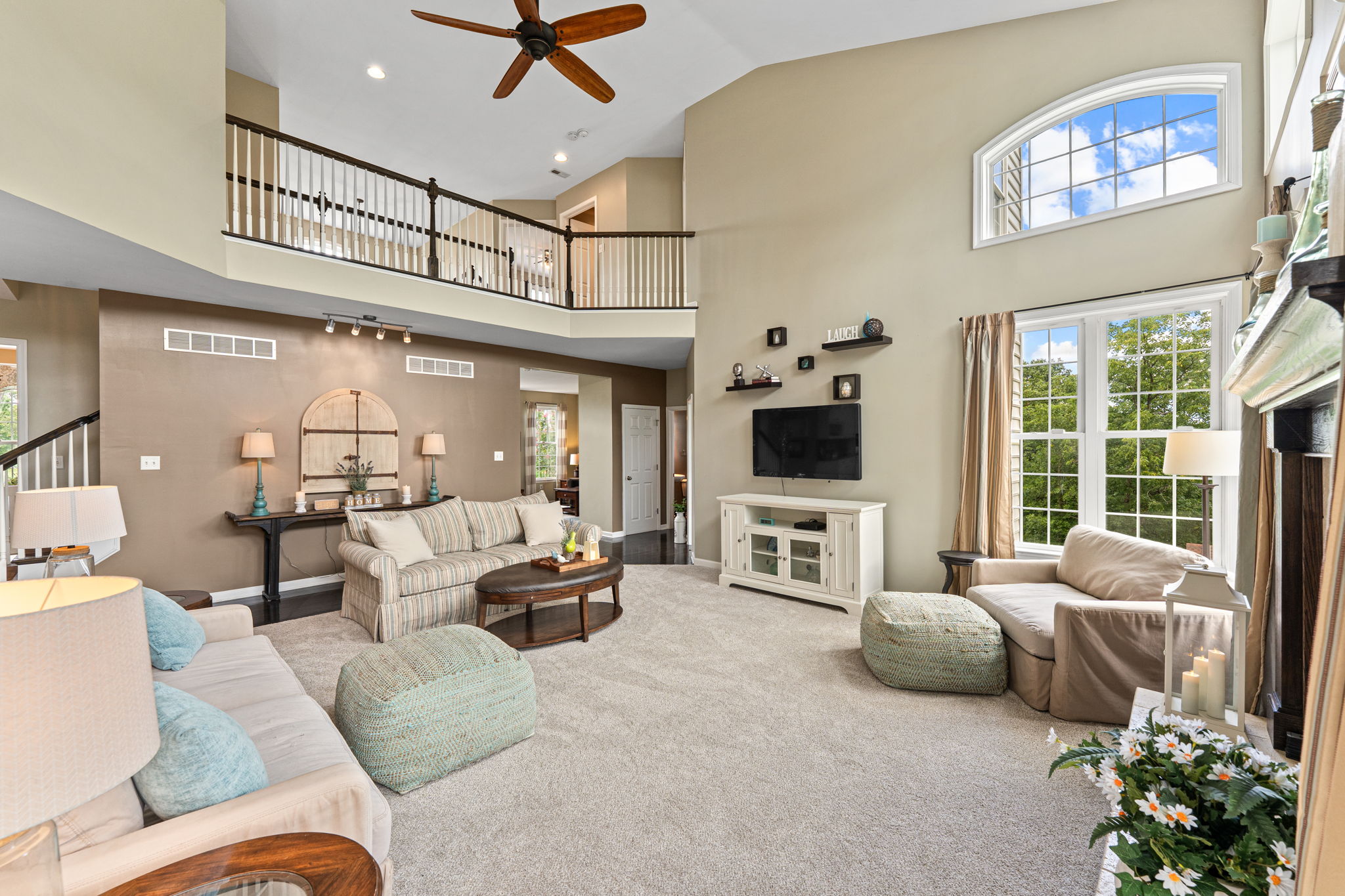 Two Story Family Room with Propane Fireplace