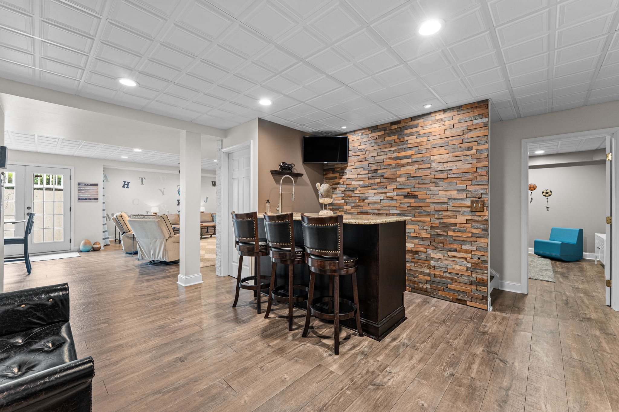Bar Area with Stone Accent Wall