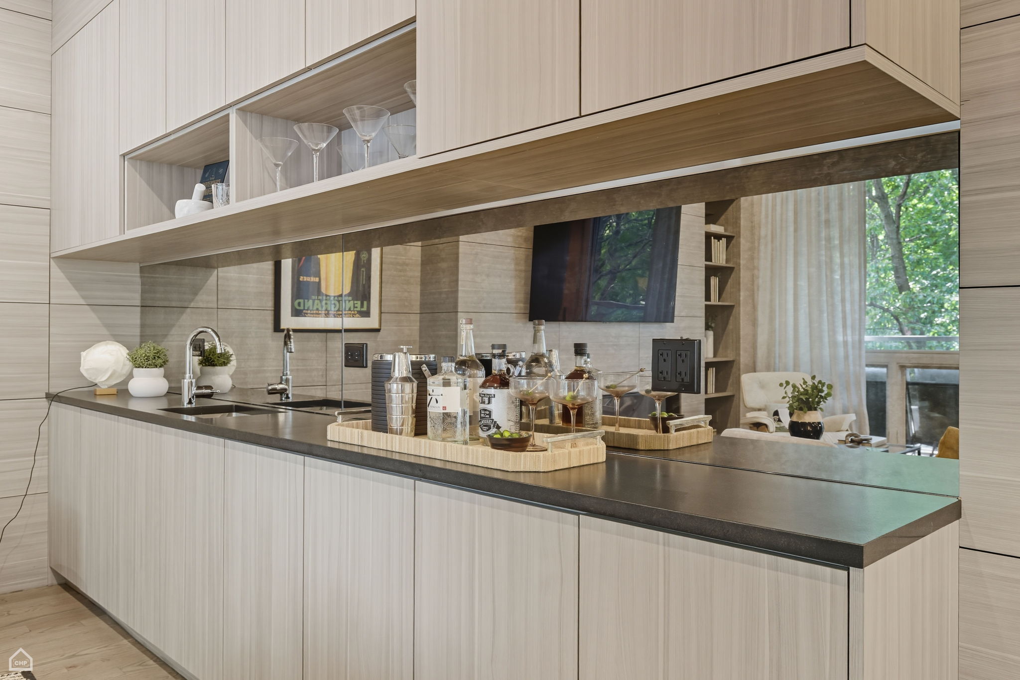 Wet bar in living room