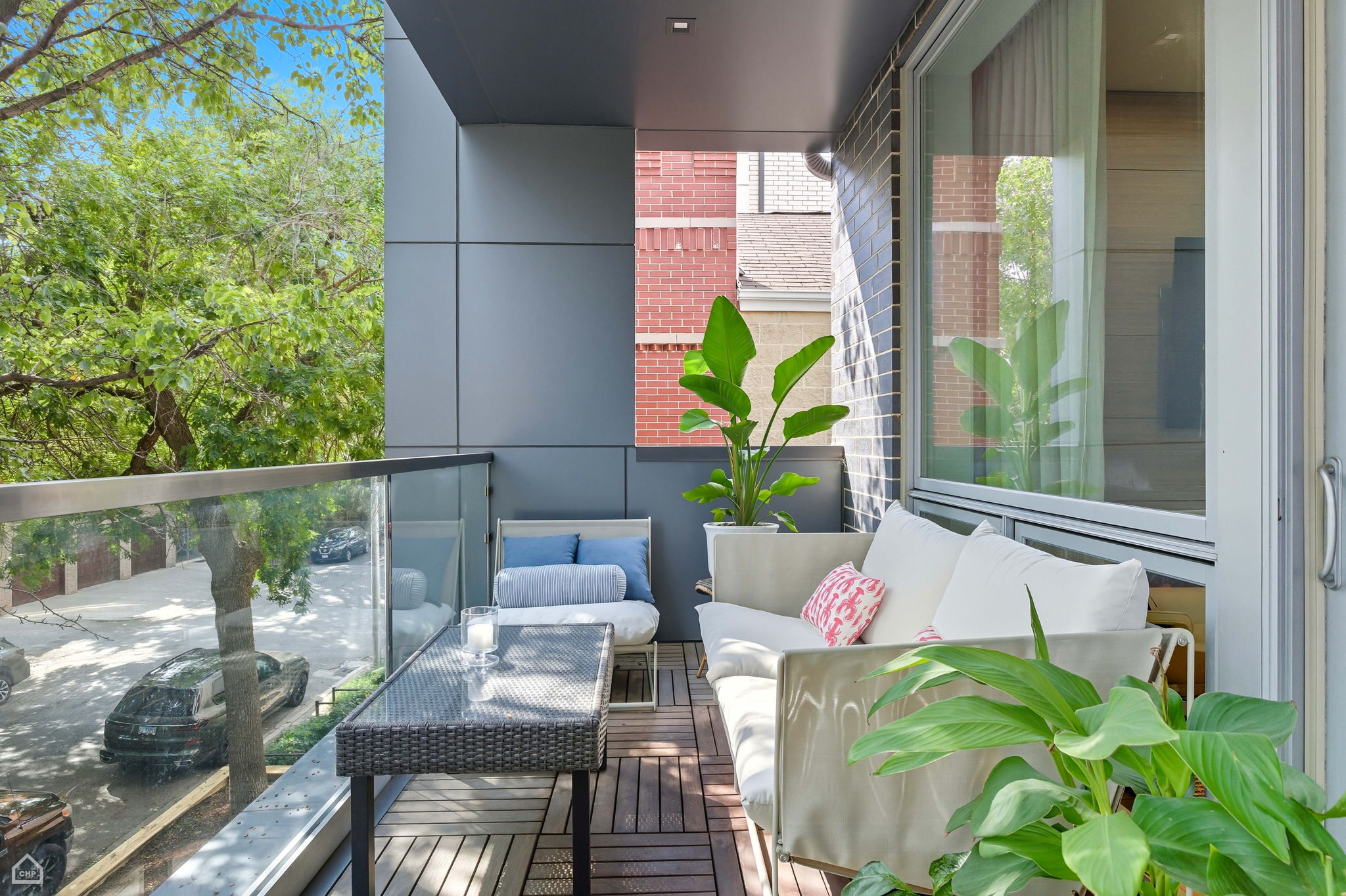 40 ' wide front terrace - south facing